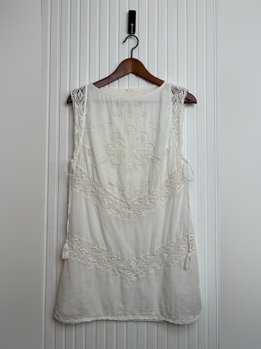 Free People Mini Dress S Crochet Detail Tassel Lined Bohemian Hippie Layer